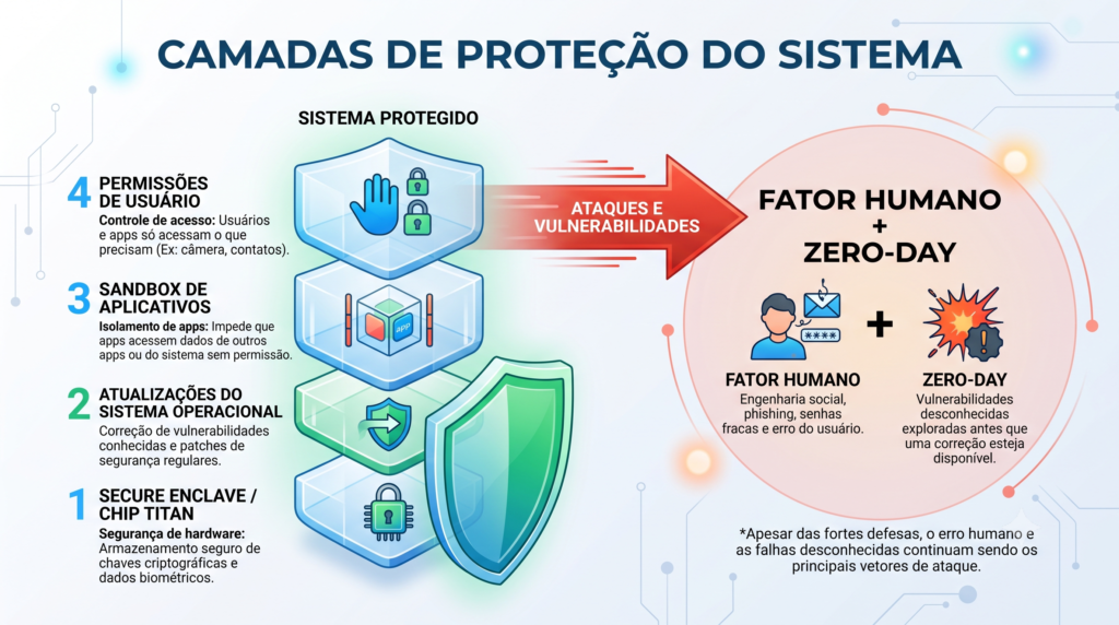 Camadas de segurança de smartphones e pontos de falha técnica: iphone ou android