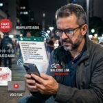 Eleitor verifica mensagem suspeita durante as eleições para evitar golpes digitais