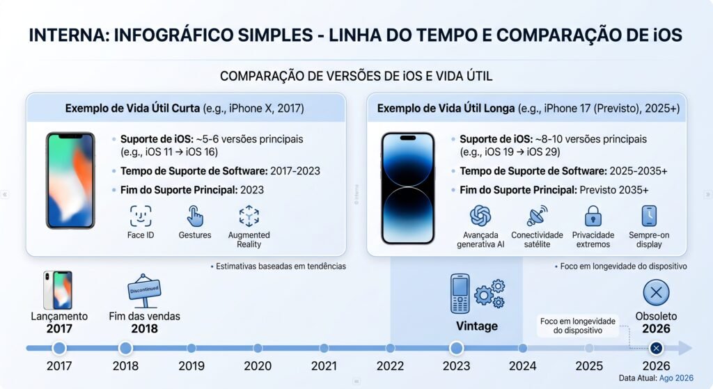 Linha do tempo do suporte do iPhone X até a classificação de obsoleto