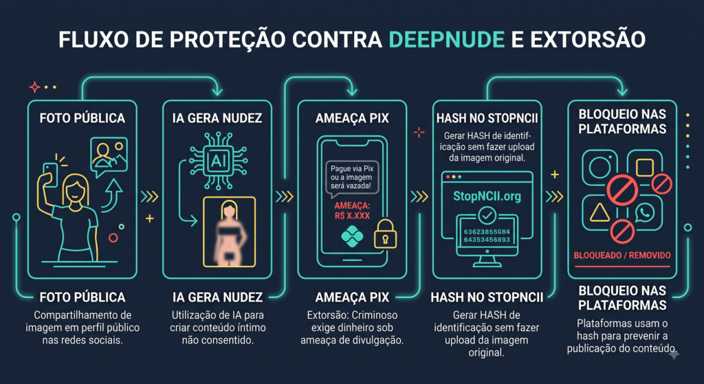 Como funciona o golpe da nudez falsa com IA e a proteção do StopNCII.org